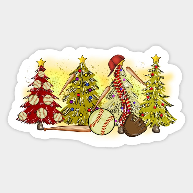 Baseball Christmas Trees Xmas Gift Sticker by The WYLD Tribe